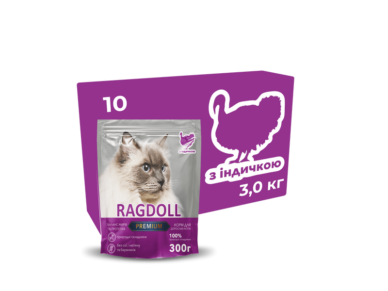 Корм для котів Ragdoll Premium з індичкою 3 кг І3000 фото