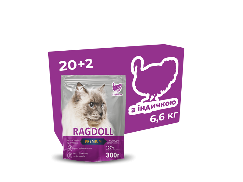 Корм для котів Ragdoll Premium з індичкою 6,6 кг І6600 фото